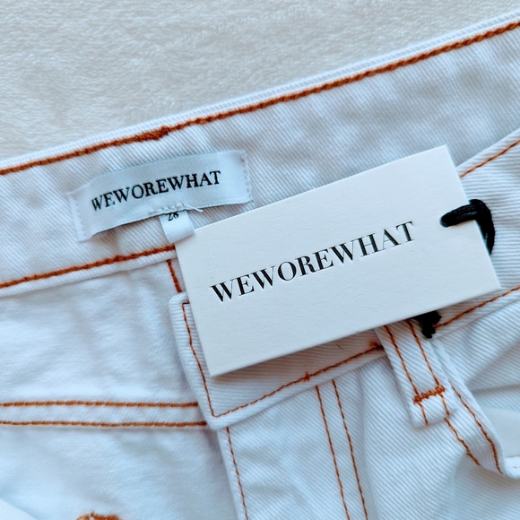 WeWoreWhat Icon Jeans High Rise 100% Cotton Non Stretch Distressed White 28 NWT - Picture 16 of 16